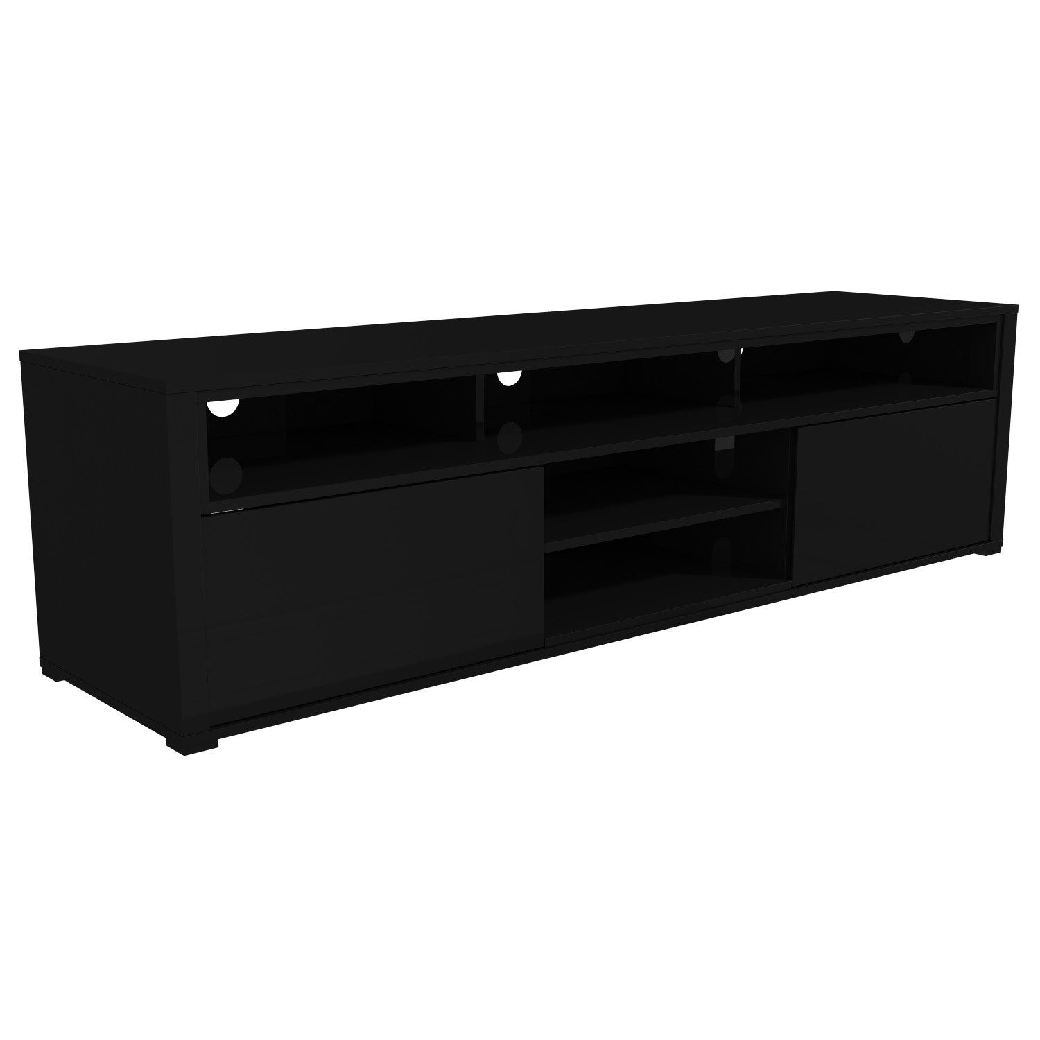 GRADE A1 - Large Black High Gloss TV Unit with Soundbar Shelf - TV's up to 70