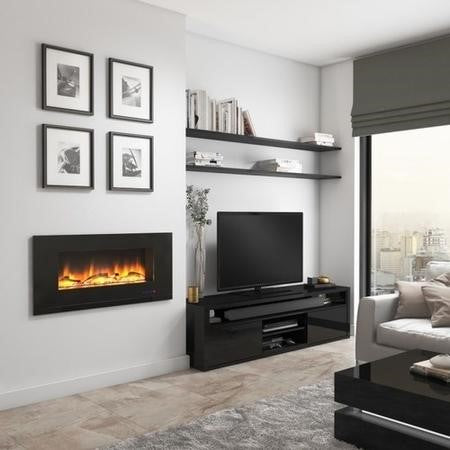 GRADE A1 - Large Black High Gloss TV Unit with Soundbar Shelf - TV's up to 70
