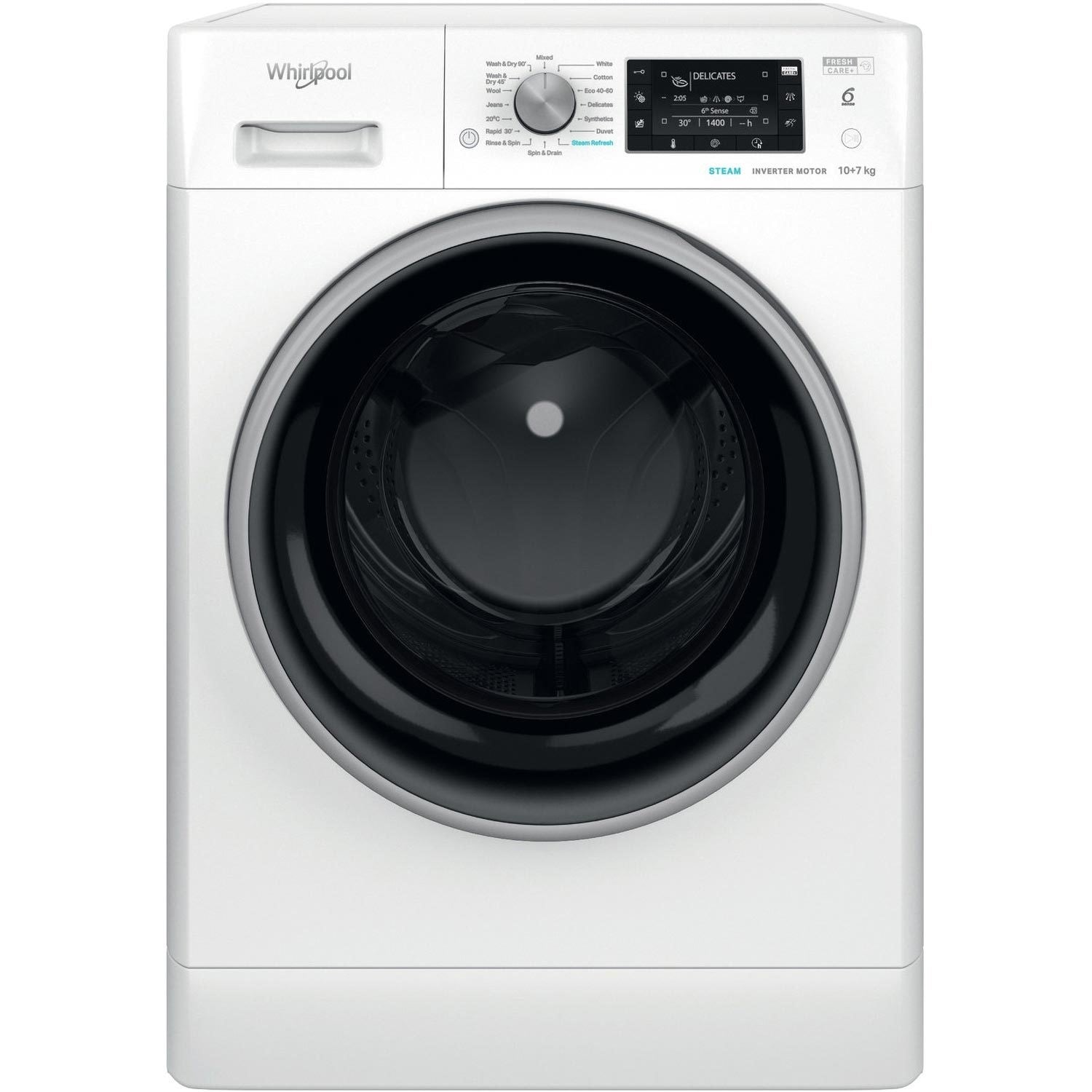 Whirlpool 10kg Wash 7kg Dry 1400rpm Freestanding Washer Dryer - White