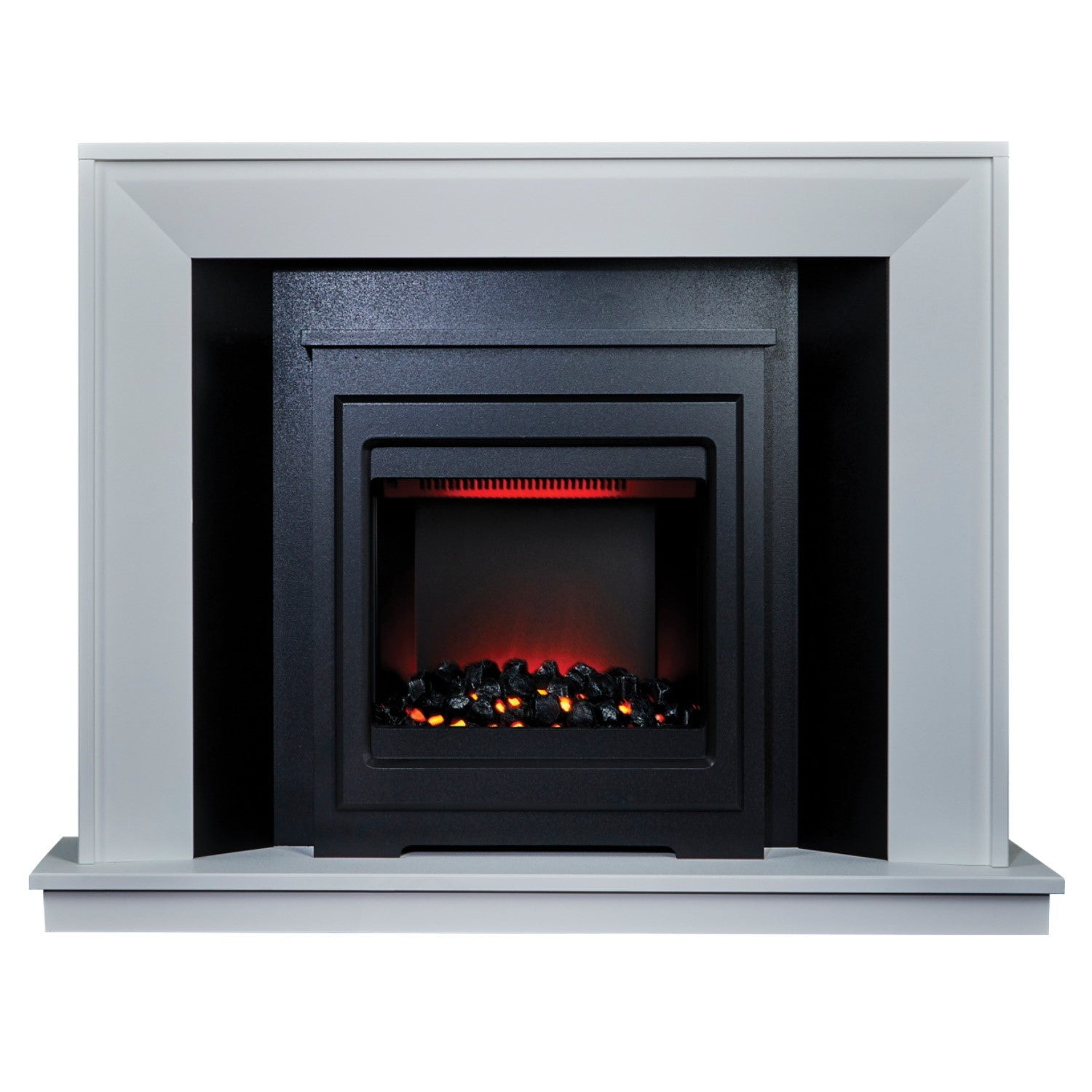 Suncrest Black & White Freestanding Electric Fireplace Suite - Mayford