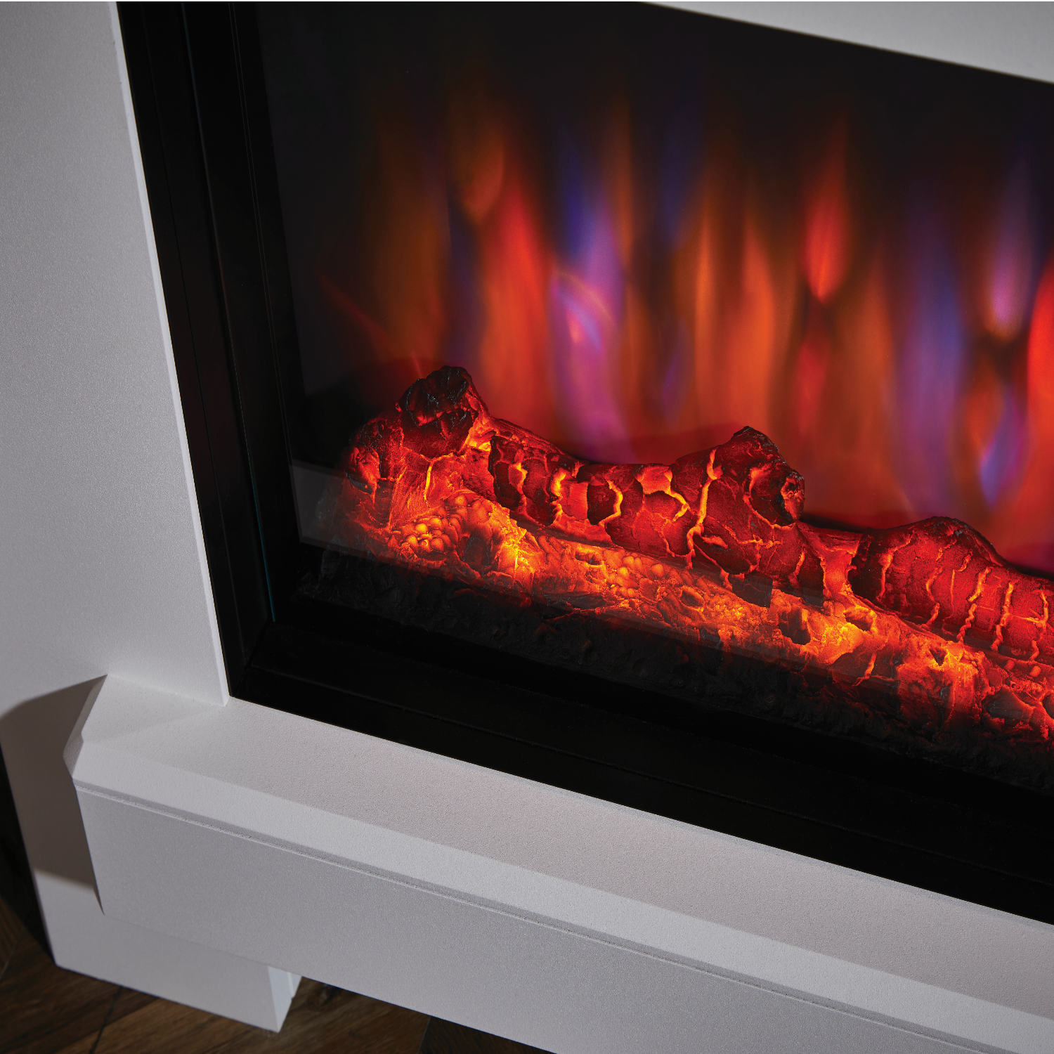 Suncrest White Freestanding Electric Fireplace Suite - Eggleston