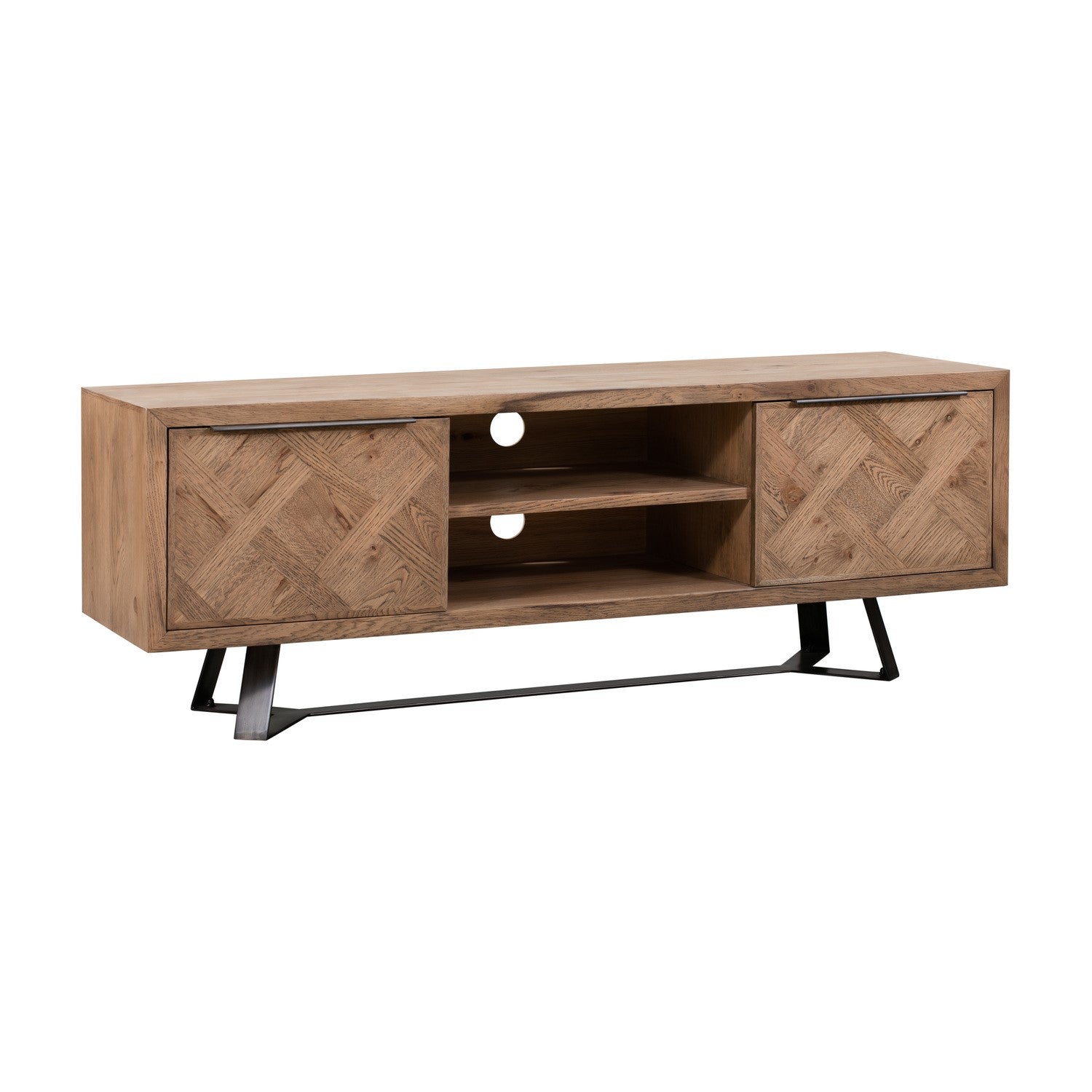 Brown Chevron TV Stand with Storage