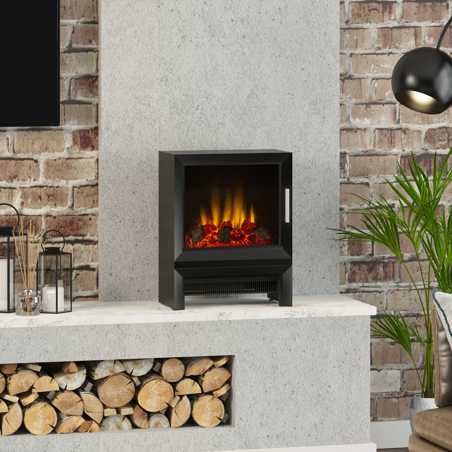 Be Modern Black Freestanding Electric Stove Fire - Qube