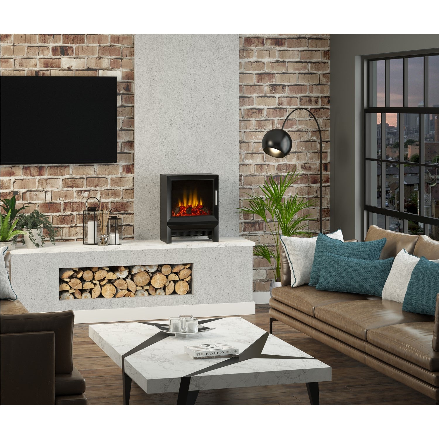 Be Modern Black Freestanding Electric Stove Fire - Qube