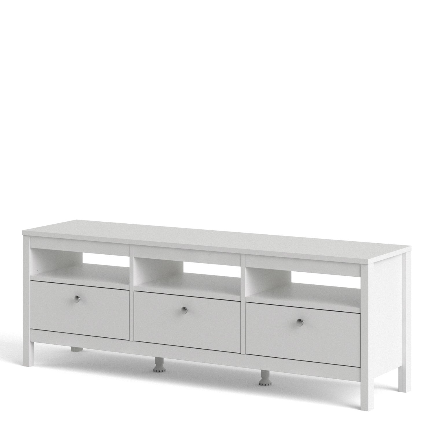 Madrid White 3 Drawer TV Stand - Furniture to Go