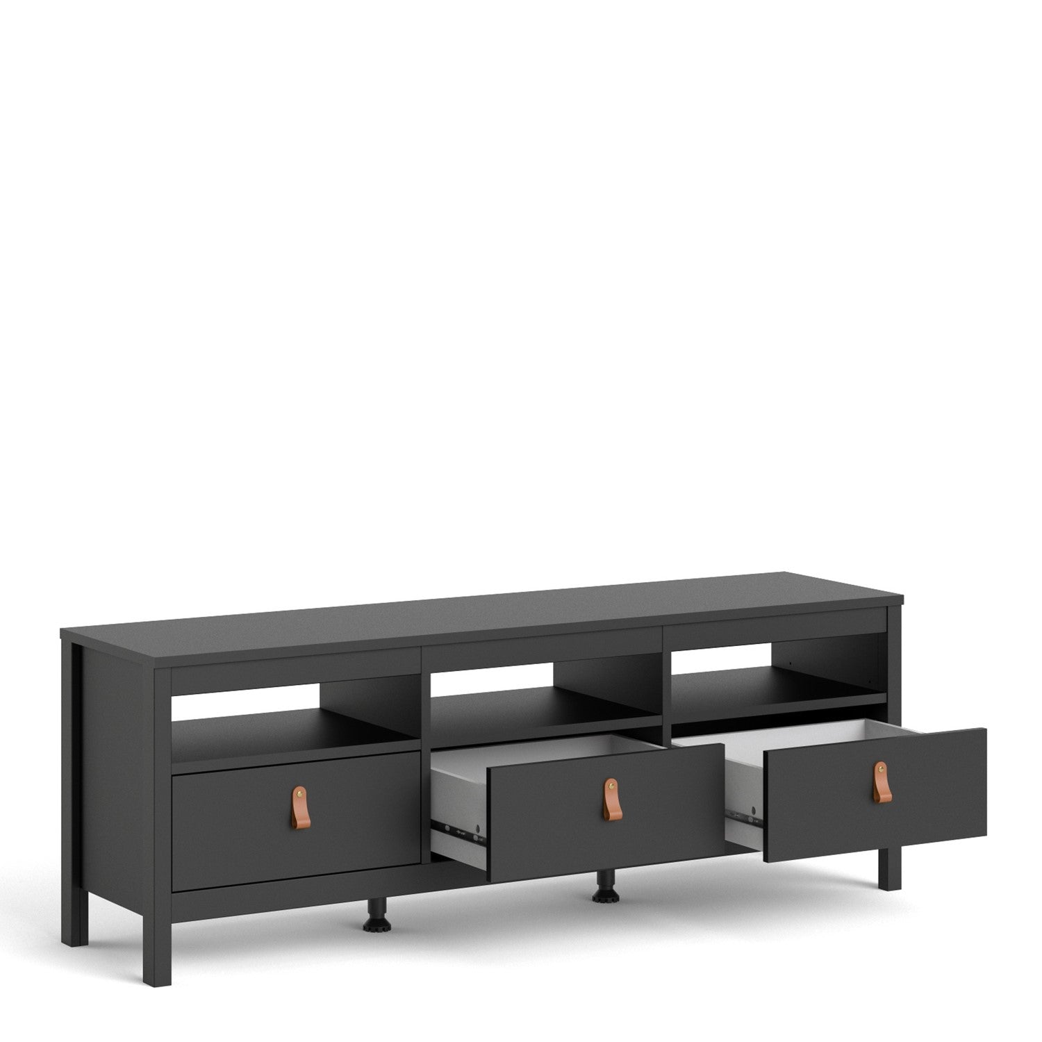 Large TV Stand with Storage in Black - TV's upto 77