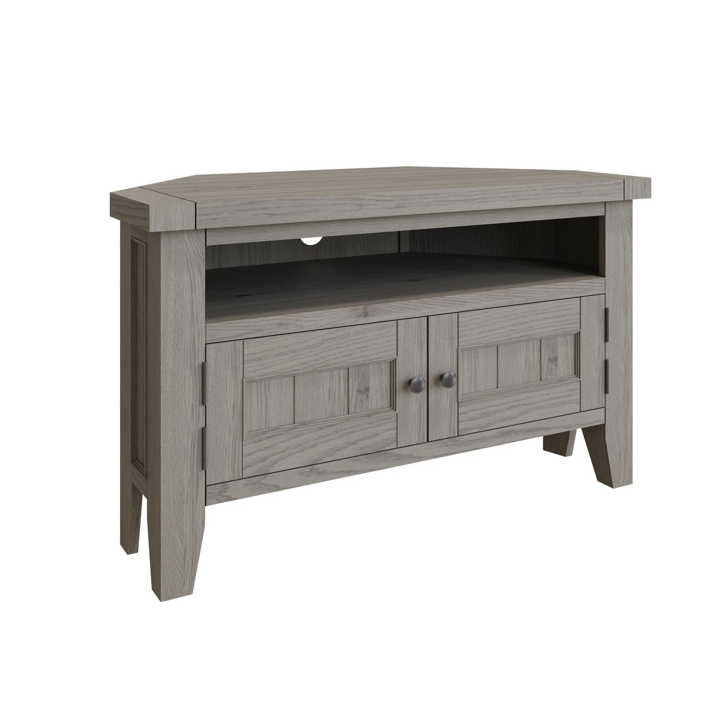 Grey Oak Corner TV Stand with Storage - Ambleside