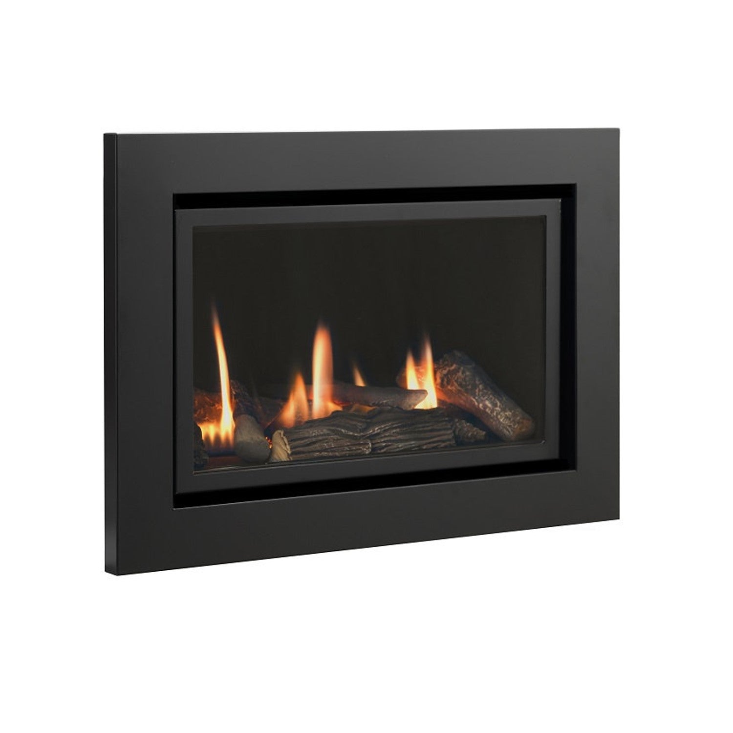 Frameless Black Inset Gas Fire with Logs -  Vola 600