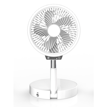 electriQ 6 inch Rechargeable and Foldable Quiet DC Fan with LED Light - Ideal for Indoor or Outdoor