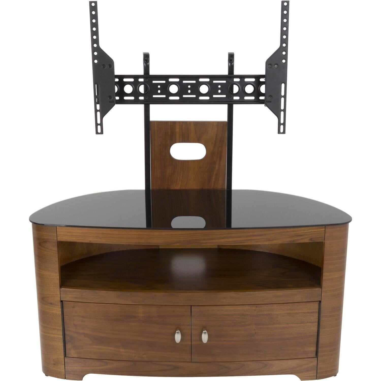 Refurbished AVF FSL1000BLEW Blenheim Affinity Curved Combi TV Stand 1000 Walnut / Black Glass