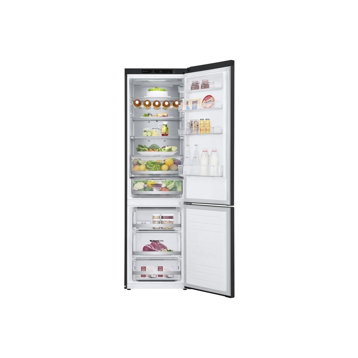 Refurbished LG GBB92MCB2P Freestanding 384 Litre 70/30 Fridge Freezer Black