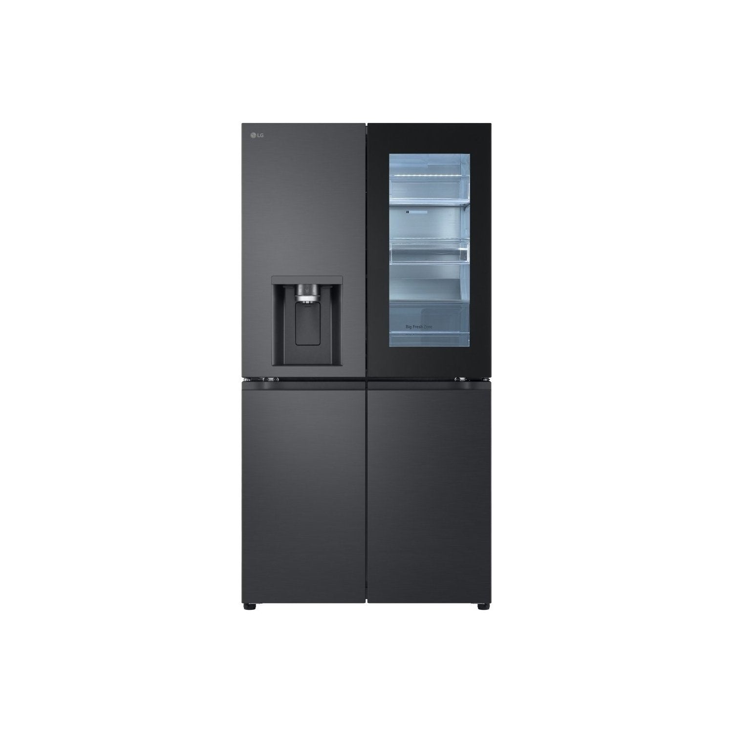 LG InstaView 638 Litre Four Door American Fridge Freezer - Matte Black