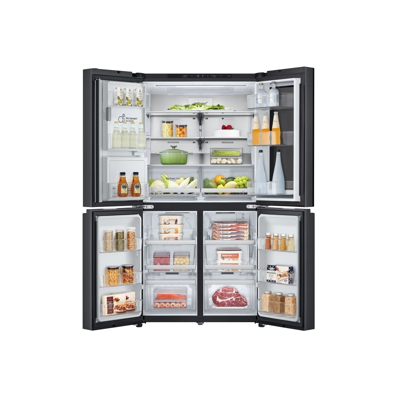 LG InstaView 638 Litre Four Door American Fridge Freezer - Matte Black