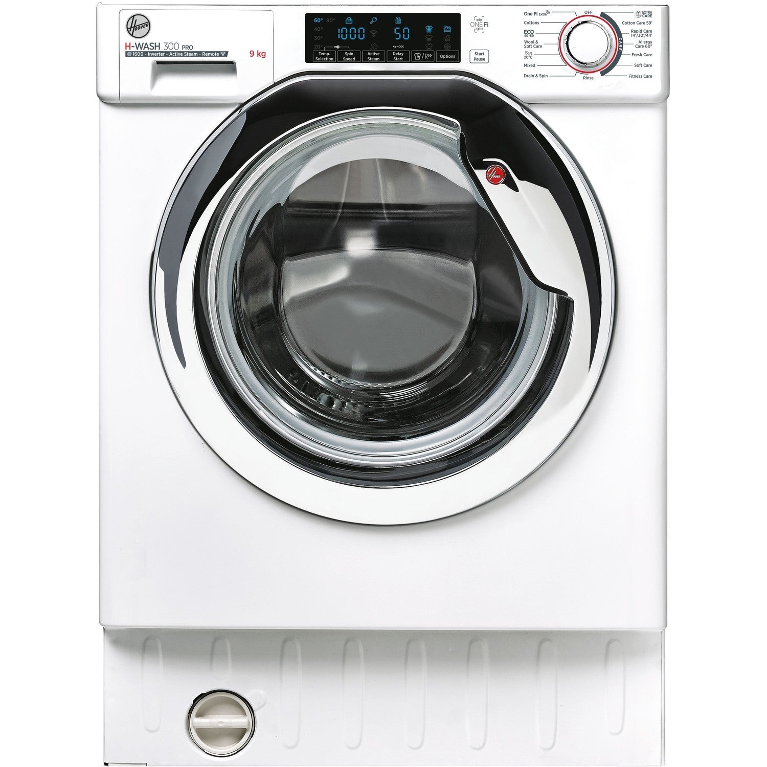 Hoover 9kg 1600rpm Integrated Washing Machine White Chrome Door