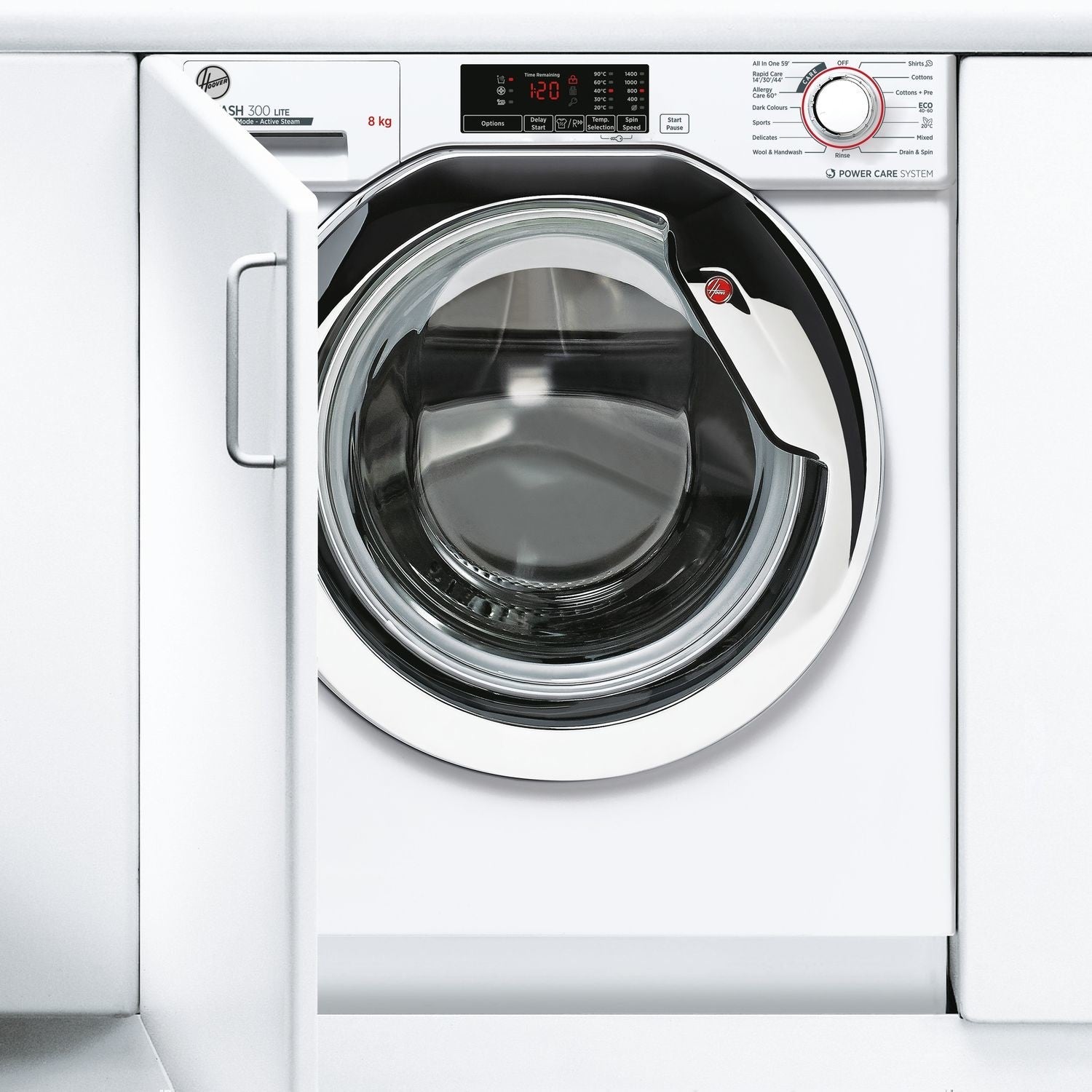 Hoover H-WASH 300 8kg 1400rpm Integrated Washing Machine - White With Chrome Door