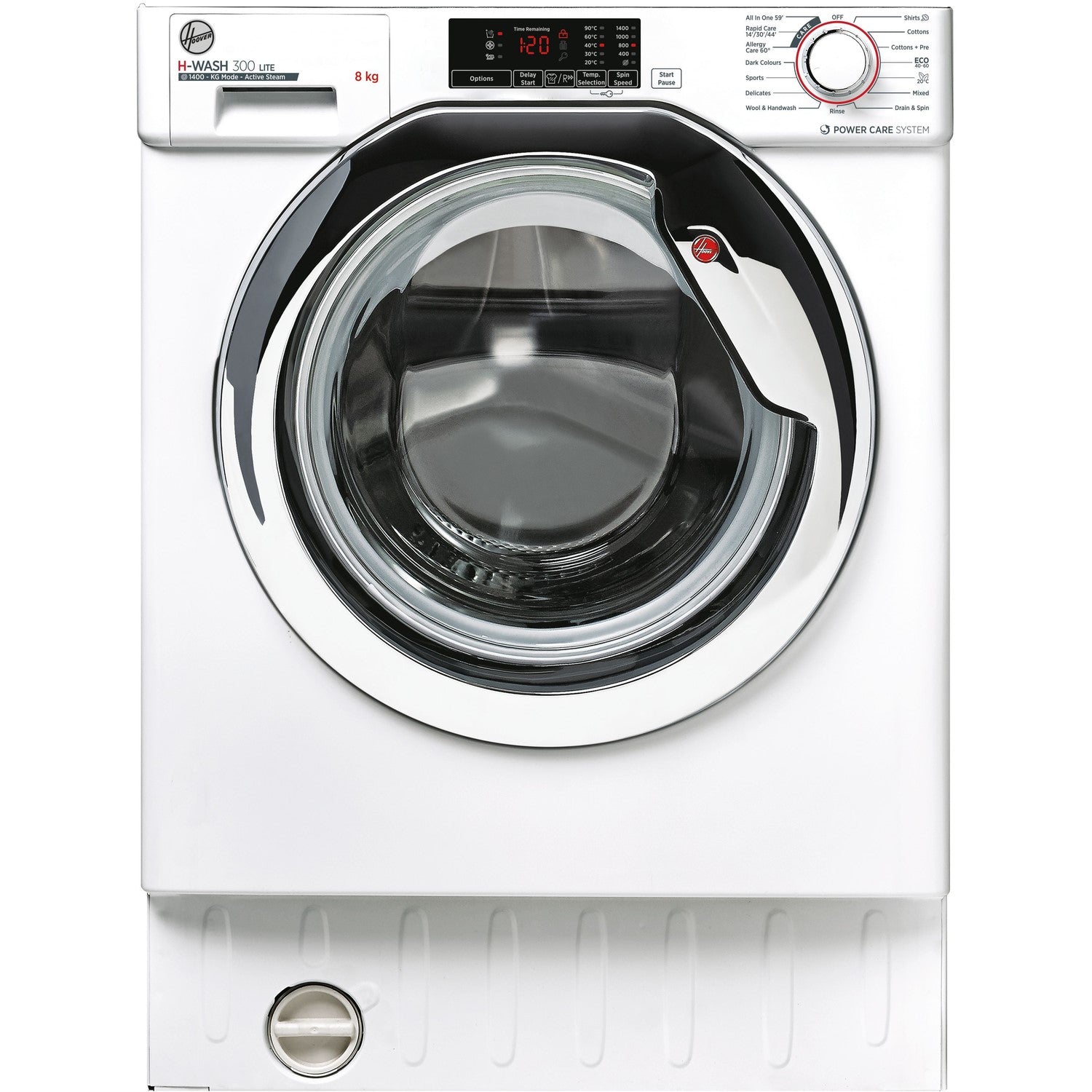 Hoover H-WASH 300 8kg 1400rpm Integrated Washing Machine - White With Chrome Door