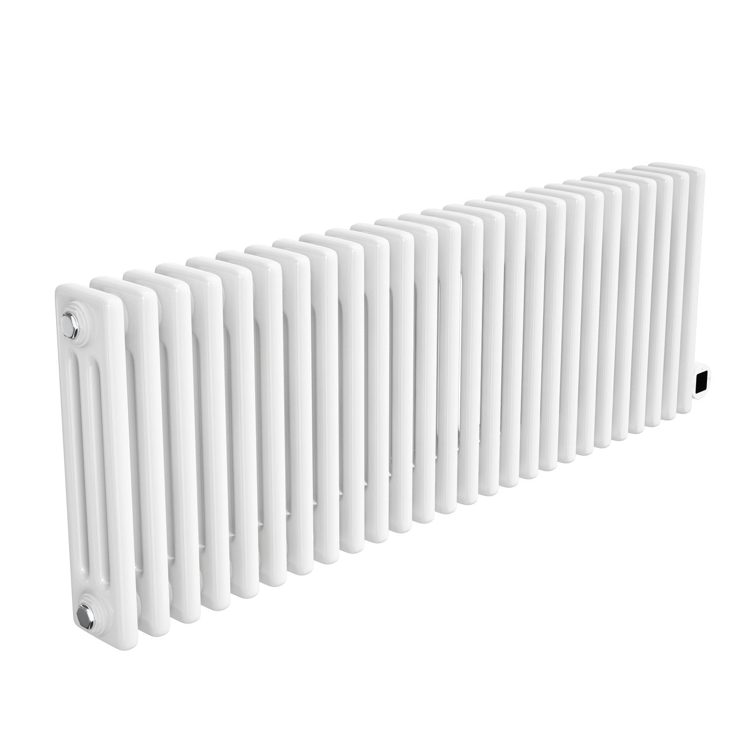 White Electric Horizontal Column Radiator 1.2kW with Wifi Thermostat - H400xW1190mm - IPX4 Bathroom Safe