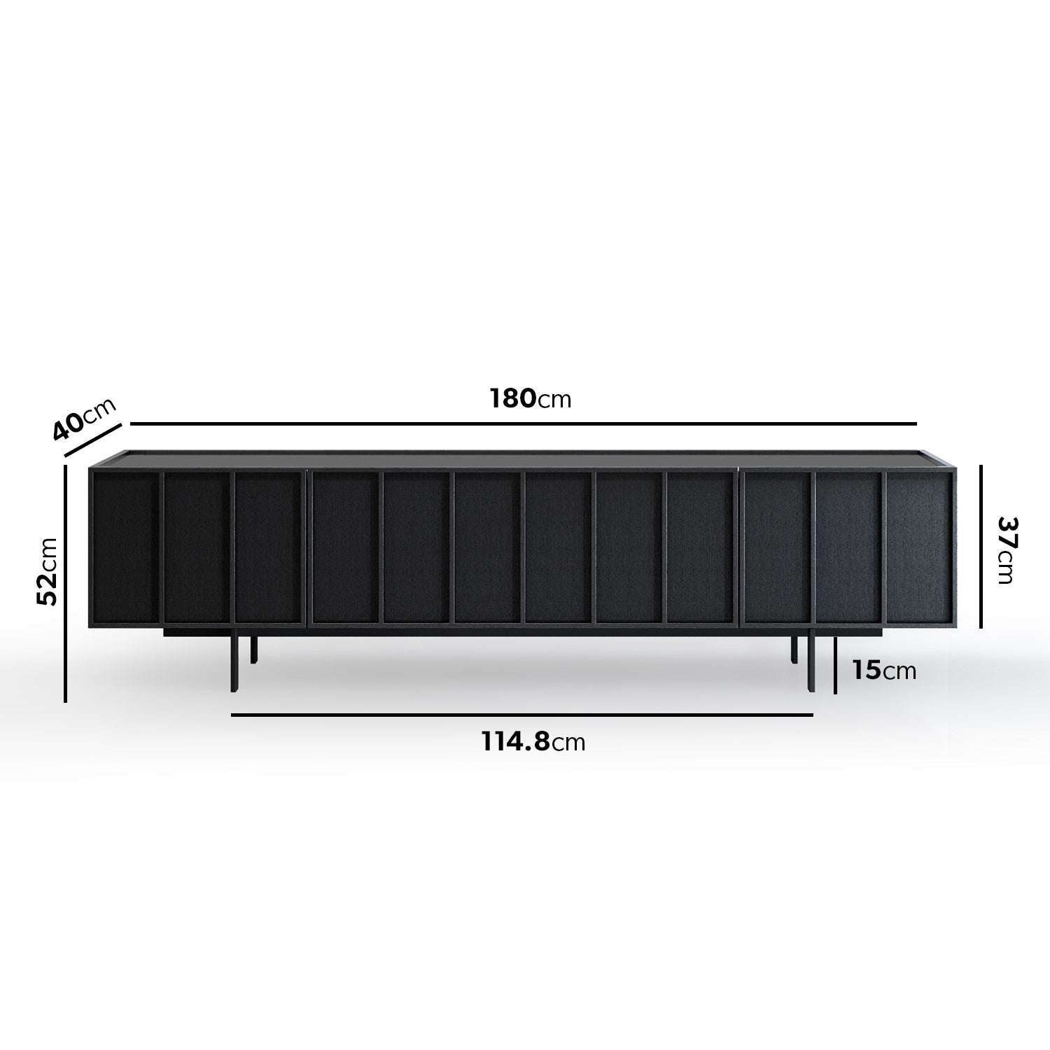 Wide Black Oak TV Stand with Storage - TV's up to 70