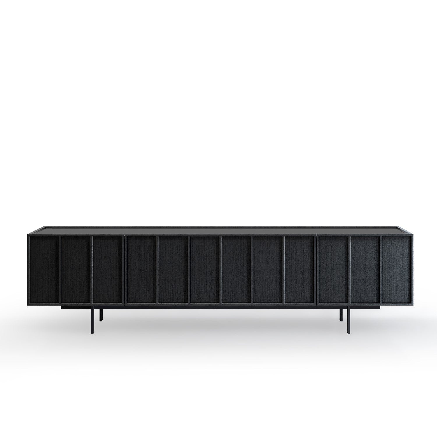 Wide Black Oak TV Stand with Storage - TV's up to 70