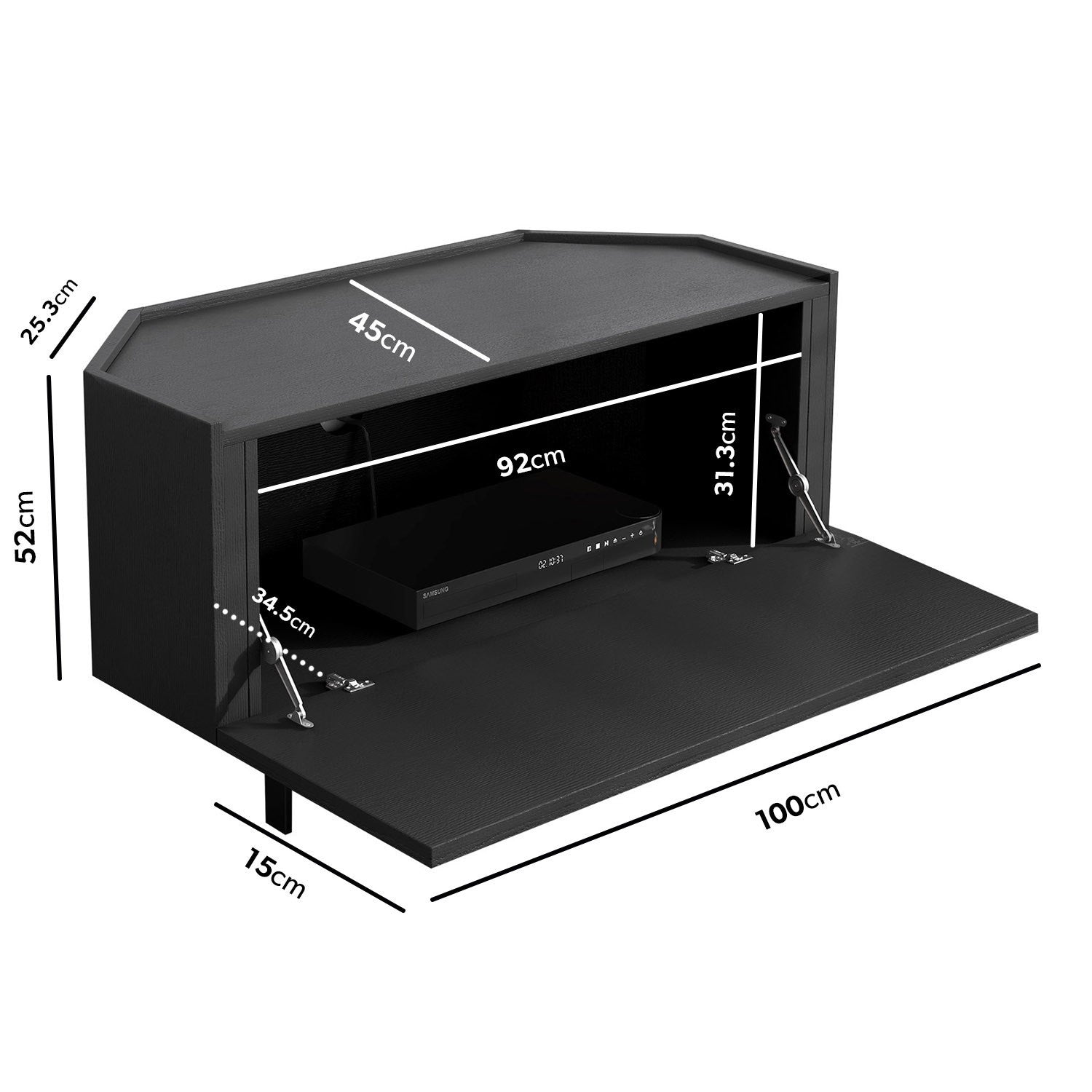 Black Corner TV Stand with Storage - Helmer