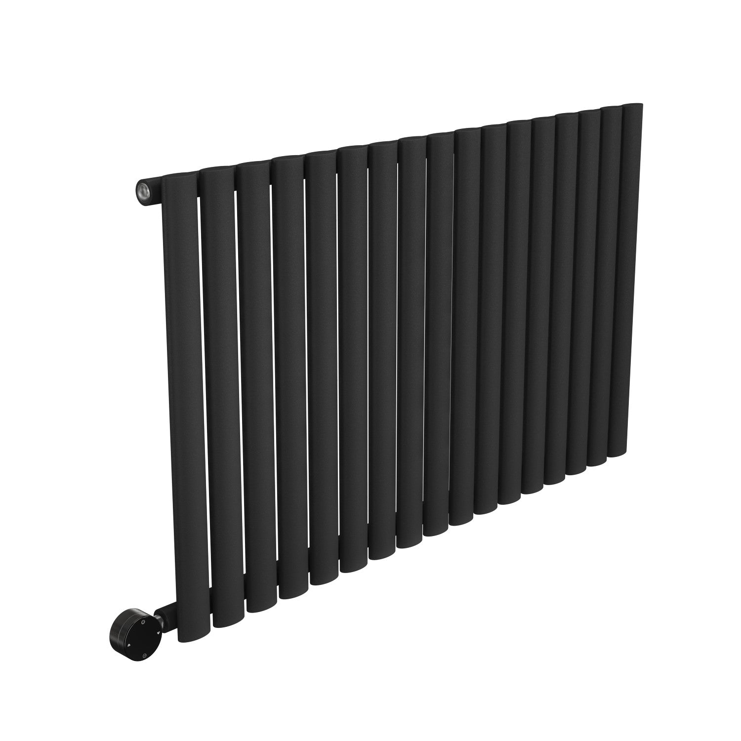 Midnight Black Electric Horizontal Designer Radiator 1.2kW with Wifi Thermostat - H600xW1003mm - IPX4 Bathroom Safe