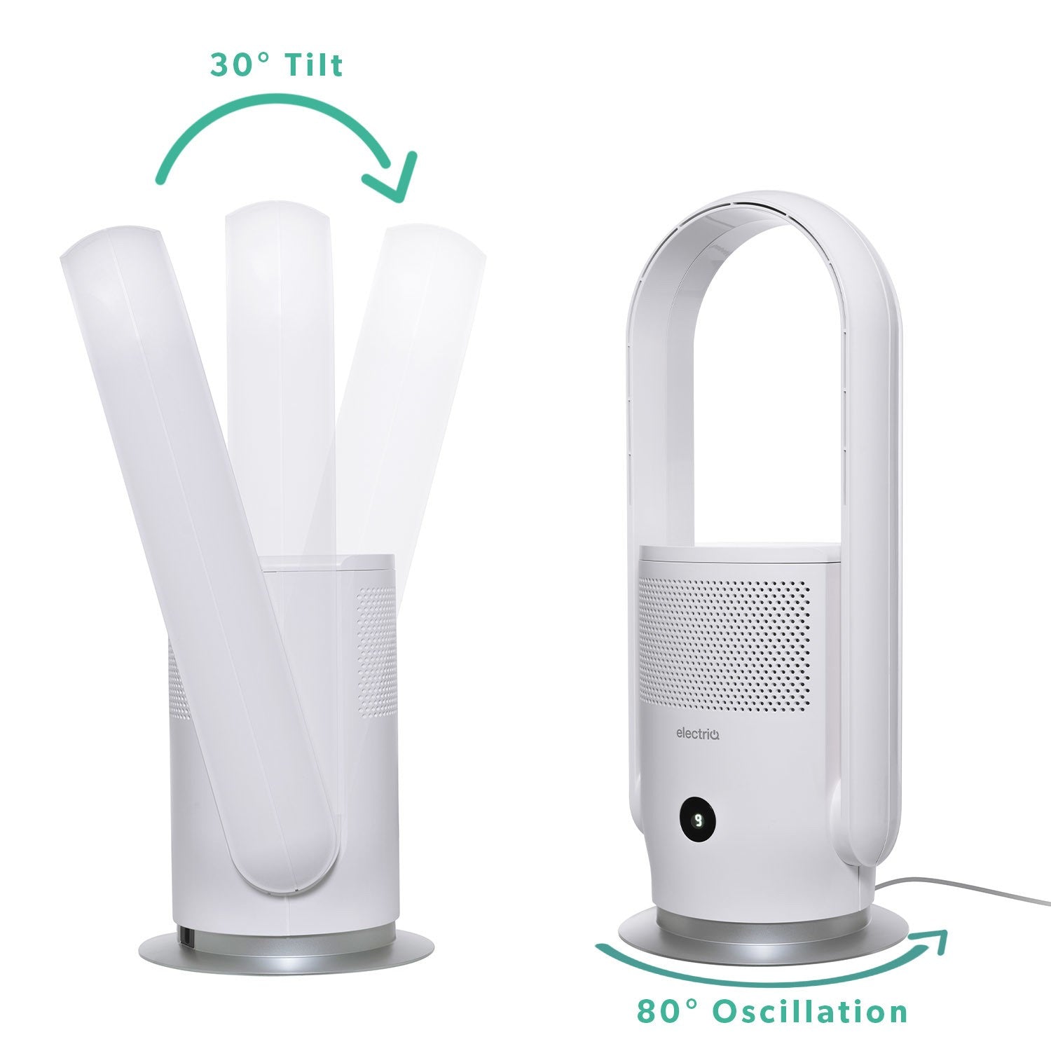 GRADE A2 - electriQ Bladeless Tower Fan and True HEPA Air Purifier for Home with UV Light & Smart WiFi