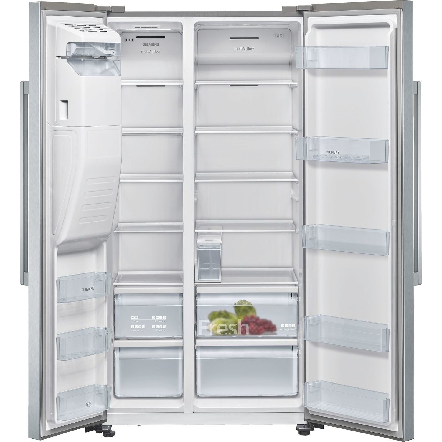 Siemens 533 Litre Side-By-Side American Fridge Freezer With FreshSense - Stainless steel