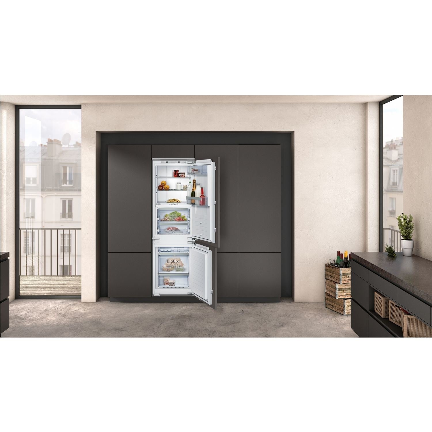 Neff N90 220 Litre 70/30 Integrated Fridge Freezer With FreshSafes