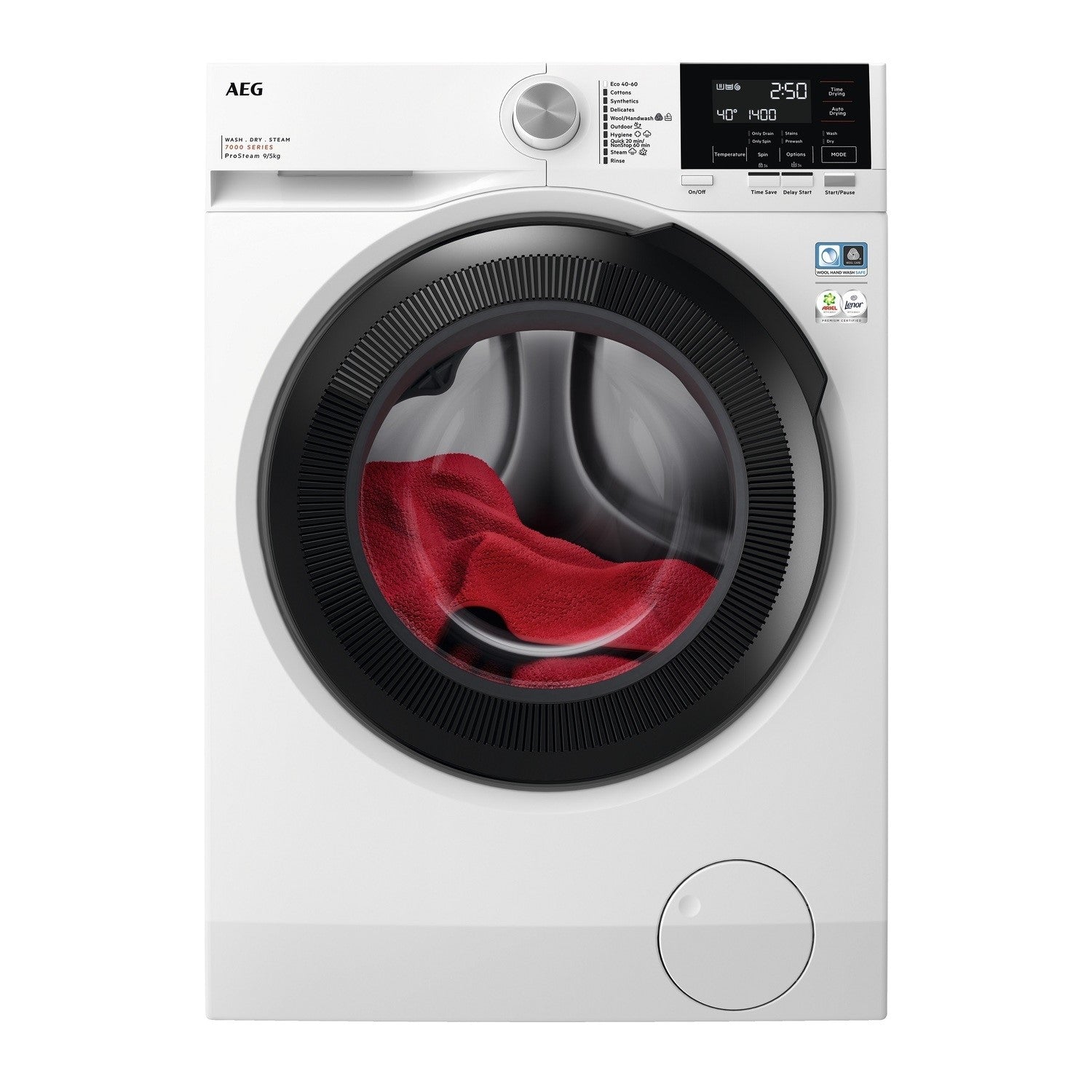 AEG 7000 Series DualSense 9kg 1400rpm Wash 5kg Dry Freestanding Washer Dryer - White