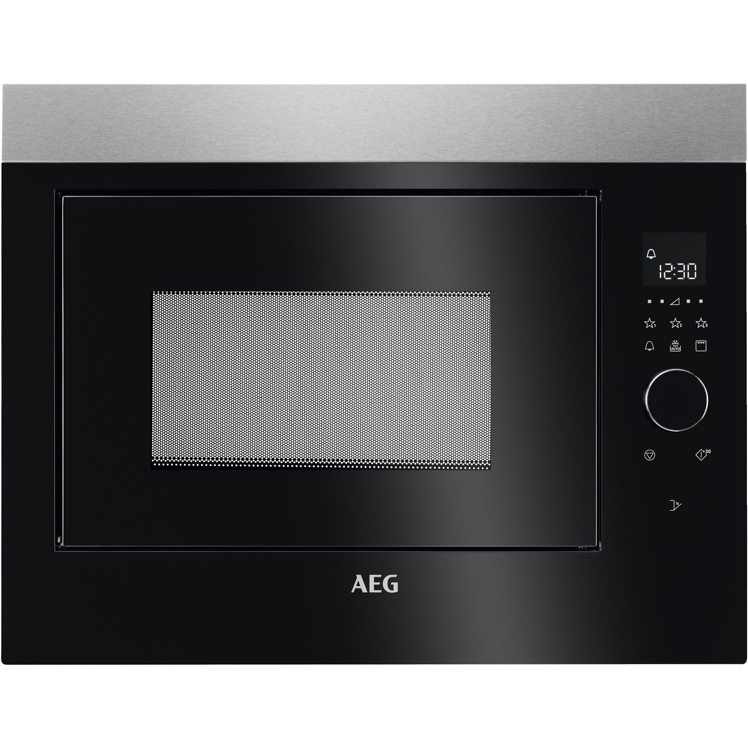 Refurbished AEG MBE2658DEM Built In 26L 900W Microwave & Grill Black & AntiFingerprint Stainless Steel