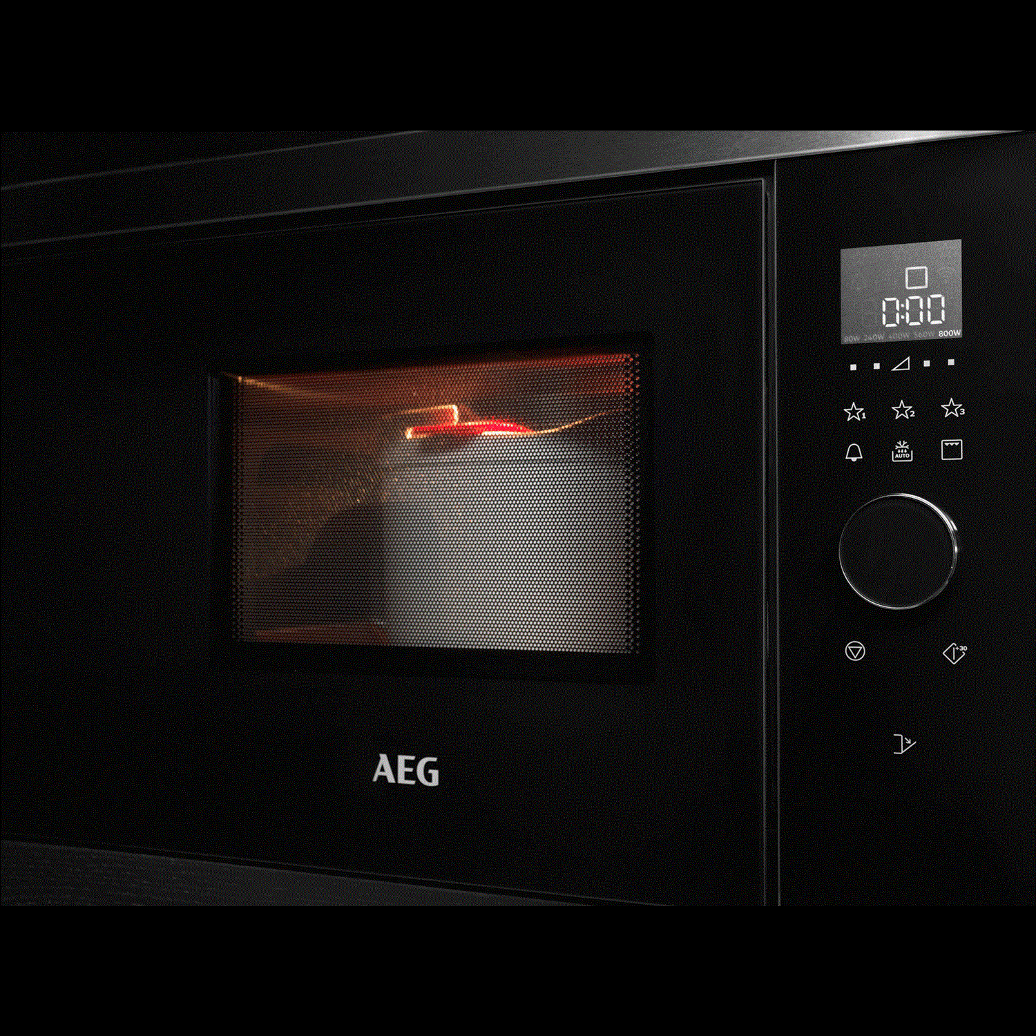 Refurbished AEG MBE2658DEM Built In 26L 900W Microwave & Grill Black & AntiFingerprint Stainless Steel