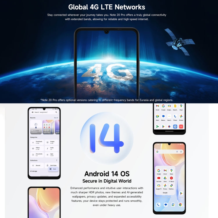 Ulefone Note 20 Pro, 4GB+256GB, Face ID & Side Fingerprint, 6000mAh, 6.75 inch Android 14 Unisoc T606 Octa Core, Network: 4G, Dual SIM, OTG