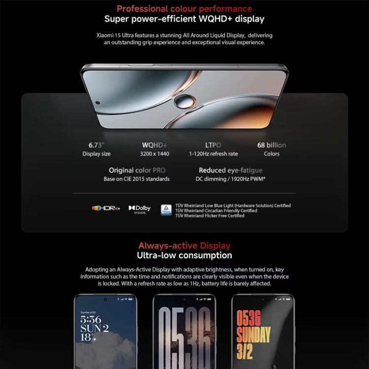 Xiaomi 15 Ultra Global, 16GB+1TB, 3D Ultrasonic Fingerprint, 200MP Camera, 6.73 inch Xiaomi HyperOS 2 Snapdragon 8 Elite Octa Core 3nm, NFC, Network: 5G, Xiaomi 15 Ultra Global, 16GB+1TB (Silver), Xiaomi 15 Ultra Global, 16GB+1TB (Black)
