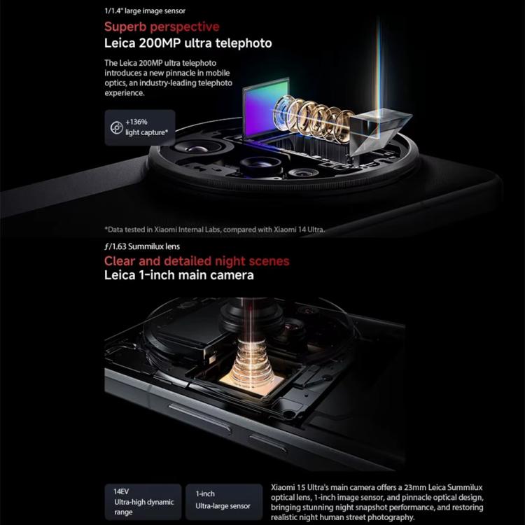 Xiaomi 15 Ultra Global, 16GB+1TB, 3D Ultrasonic Fingerprint, 200MP Camera, 6.73 inch Xiaomi HyperOS 2 Snapdragon 8 Elite Octa Core 3nm, NFC, Network: 5G, Xiaomi 15 Ultra Global, 16GB+1TB (Silver), Xiaomi 15 Ultra Global, 16GB+1TB (Black)