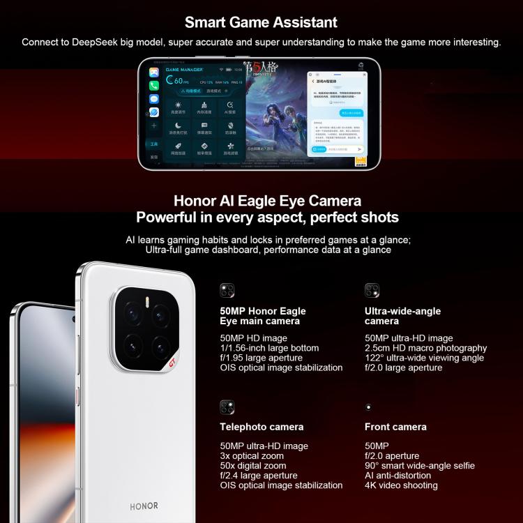 Honor GT Pro, 16GB+1TB, Ultrasonic Fingerprint, 6.78 inch MagicOS 9.0 / Android 15 Snapdragon 8 Elite Octa Core, Network: 5G, NFC, OTG, 16GB+1TB