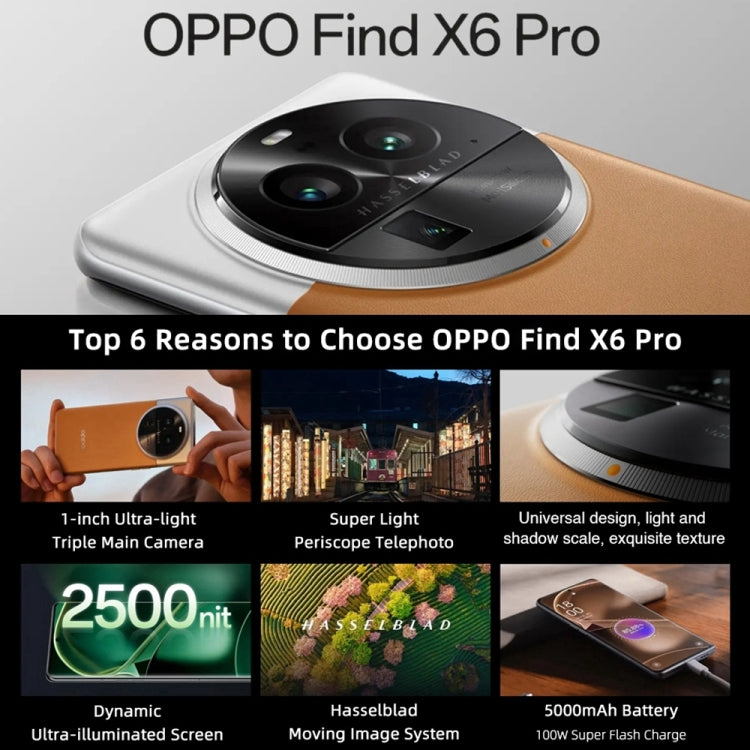 Triple Rear Cameras, 6.82 inch ColorOS 13.1 Qualcomm Snapdragon 8 Gen 2 Octa Core up to 3.187GHz, Network: 5G, Support Google Play, Find X6 Pro 12GB+256GB