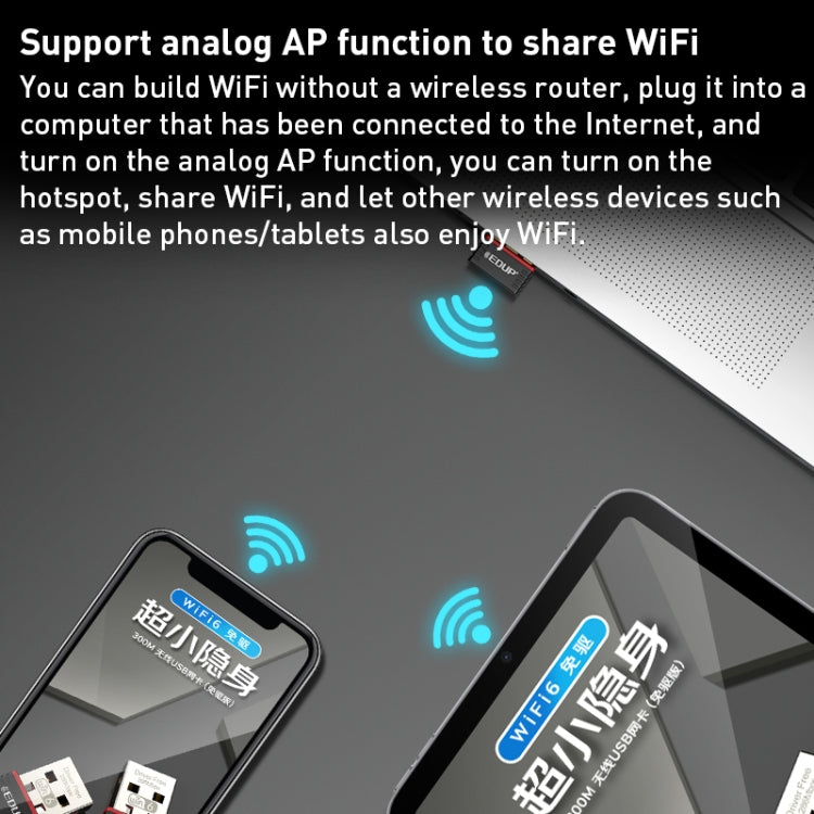 EP-A300 300Mbps WiFi6 USB Free Drive Network Adapter, EP-AX300