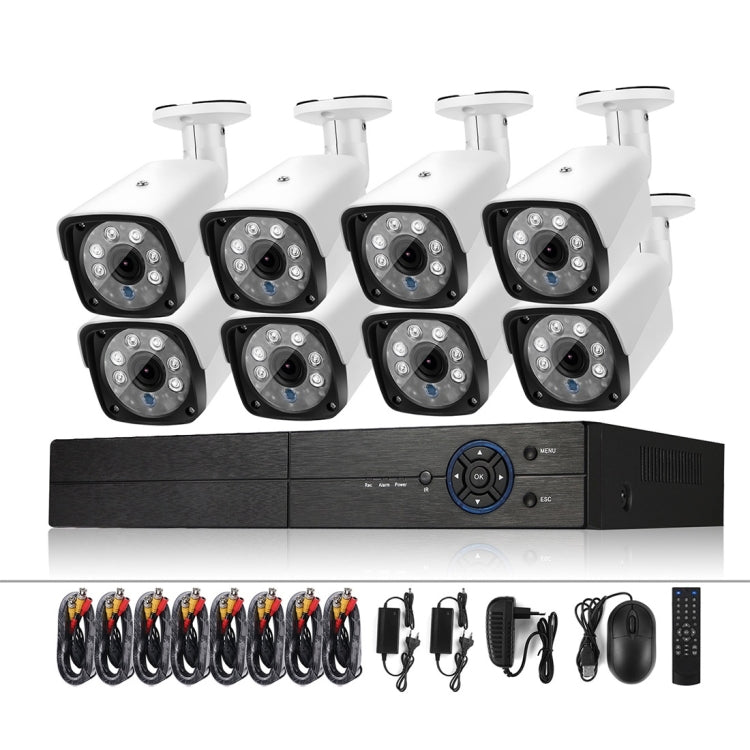 A8B3 / Kit 8CH 1080N Surveillance DVR System and 720P 1.0MP HD Weatherproof Bullet Camera, Support Infrared Night Vision & P2P & Phone Remote Monitor, A8B3 / Kit 8CH White