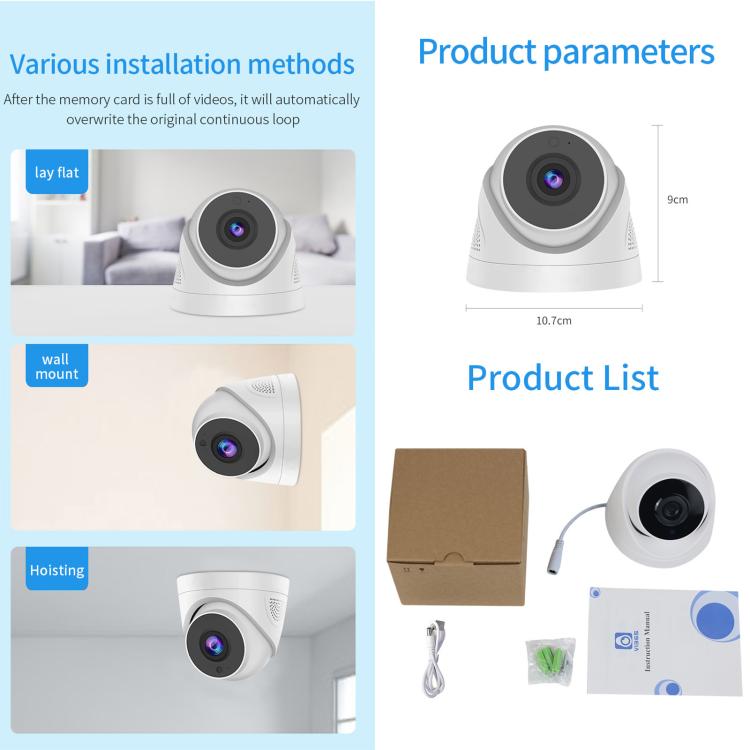 A5 Smart Conch WiFi Camera 1080P HD Night Vision IP Camera, USB Power-in, A5 (USB）