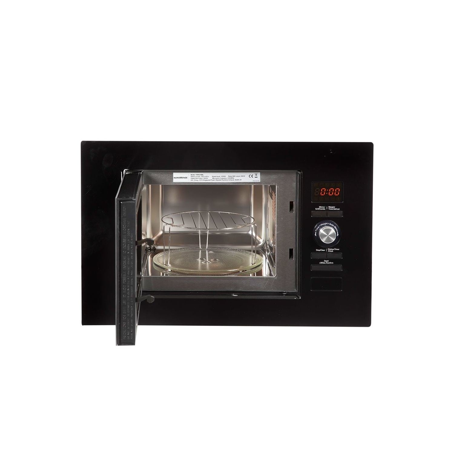 Refurbished NordMende NM824BBL Built In 20L with Grill 800W Microwave Gloss Black