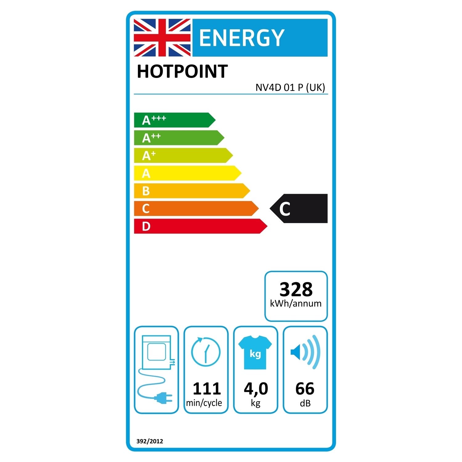Hotpoint 4kg Compact Vented Freestanding Tumble Dryer - White