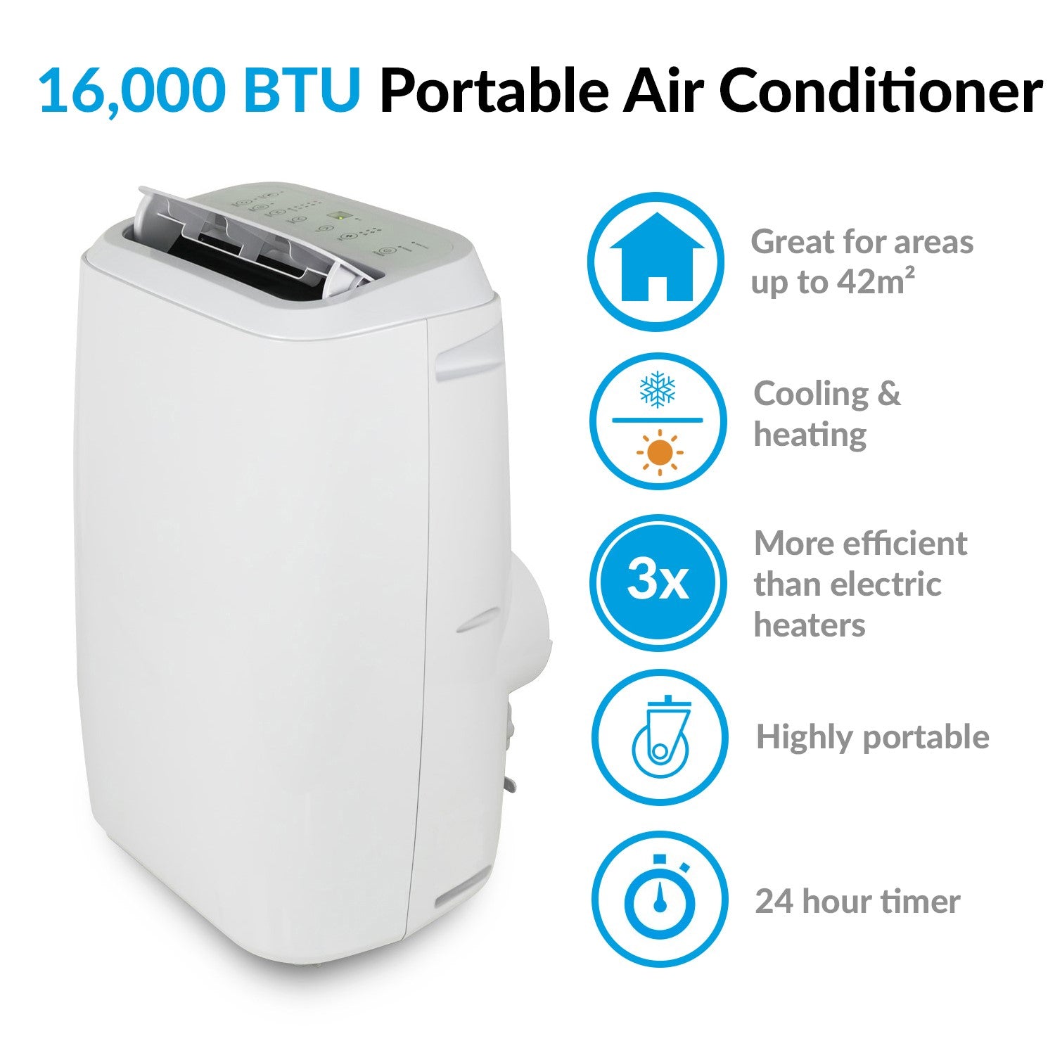 Refurbished-electriQ 16000 BTU  Portable Air Conditioner with Heat Pump for large spaces of about 40 sqm