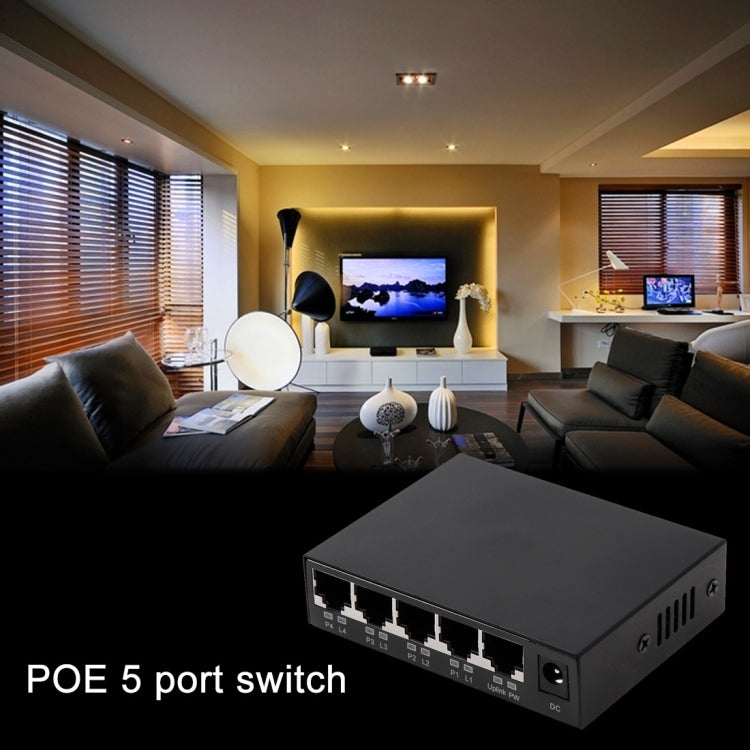5 Ports 10/100Mbps POE Switch IEEE802.3af Power Over Ethernet Network Switch for IP Camera VoIP Phone AP Devices, 5 Ports Black