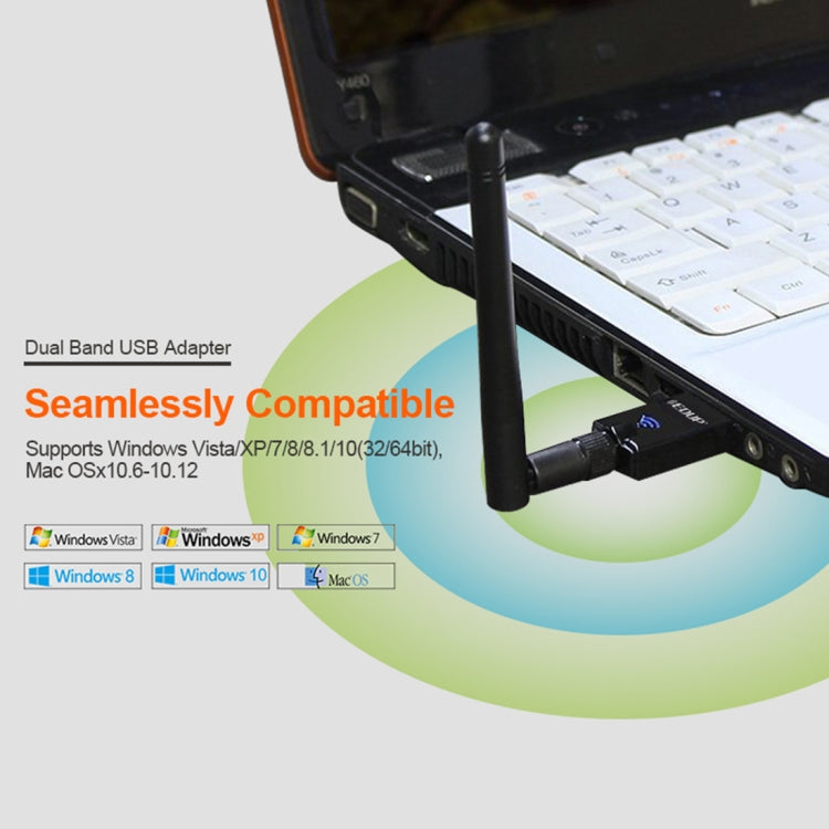 EDUP EP-DB1607 600Mbps 2.4GHz & 5GHz Dual Band Wireless Wifi USB 2.0 Ethernet Adapter Network Card, EP-DB1607