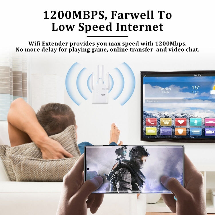 ZX-R08 1200Mbps 2.4G/5G Dual-Band WiFi Repeater Signal Amplifier WISP Outdoor Router, US Plug, 1200Mbps