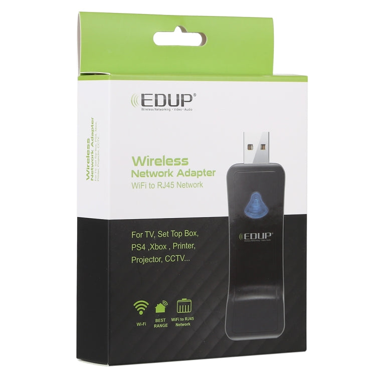 EDUP EP-2911S 300Mbps 2.4GHz Wireless USB Repeater WiFi to RJ45 Network Adapter for TV, Set Top Box, PS4, Xbox, Printer, Projector, EP-2911S 300Mbps