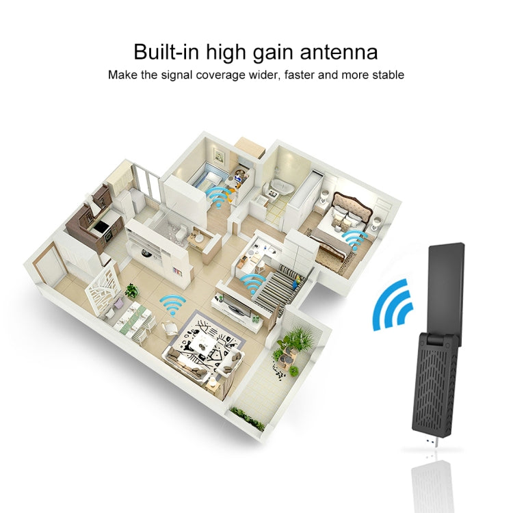 EDUP EP-AC1675 AC1900Mbps 2.4GHz & 5.8GHz Dual Band USB3.0 WiFi Adapter External Network Card, EP-AC1675