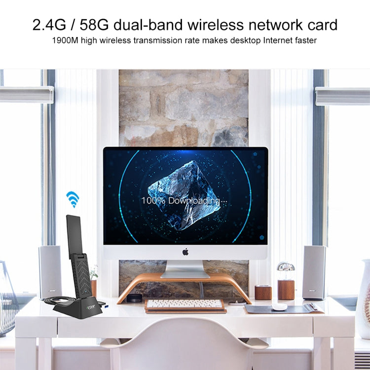EDUP EP-AC1675 AC1900Mbps 2.4GHz & 5.8GHz Dual Band USB3.0 WiFi Adapter External Network Card, EP-AC1675
