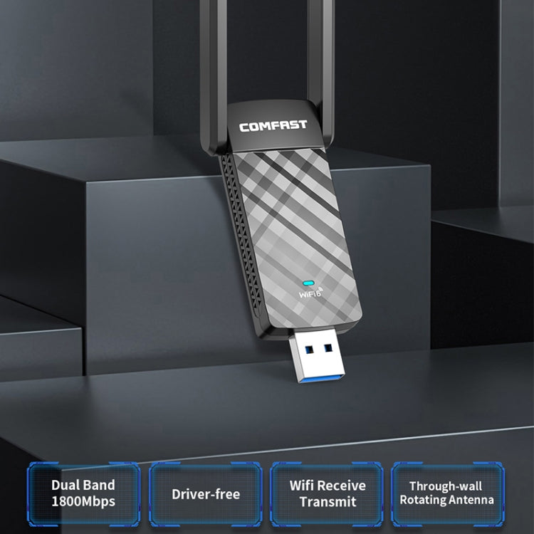 COMFAST C-952AX V2 1800Mbps Dual Band Wireless Network Card WiFi6 USB Adapter, CF-952AX V2