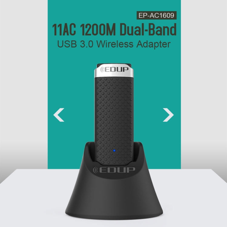 EDUP EP-AC1609 1200Mbps High Speed USB 3.0 WiFi Adapter Receiver Ethernet Adapter with 1m Extend Cable & Base, EP-AC1609 1200Mbps
